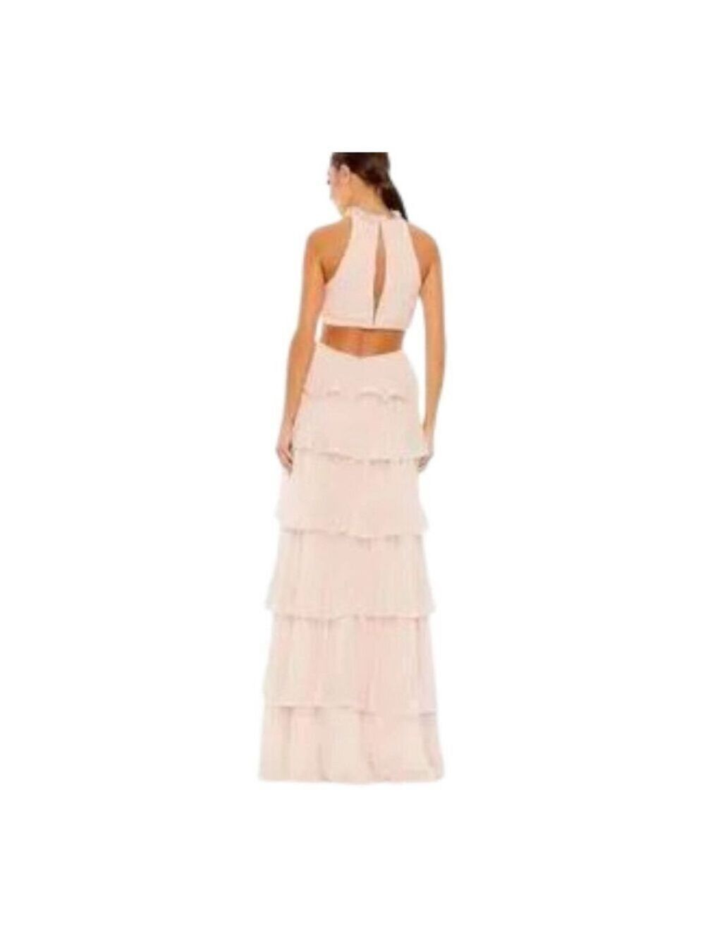 Mac Duggal Maxi Dress Size 6 Pink Ruffled - Picture 3 of 9